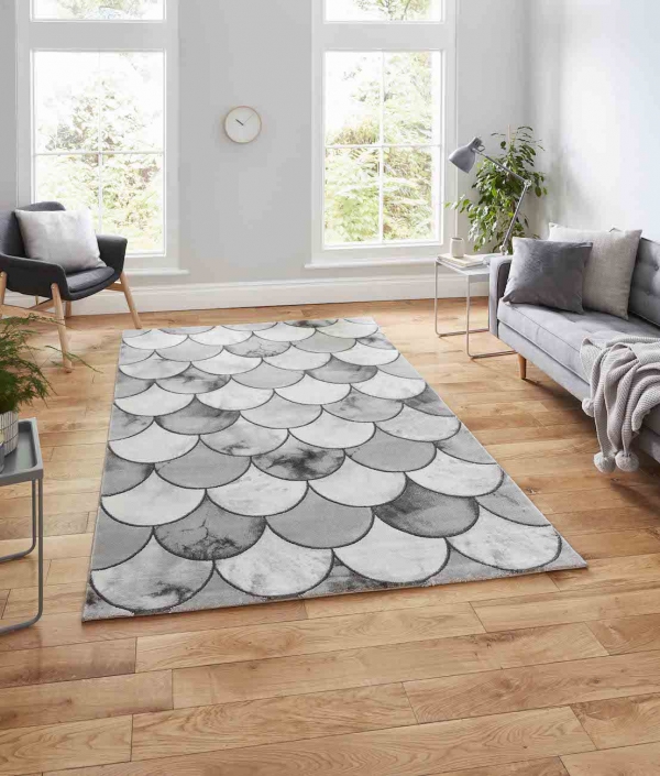 Teppich ThinkRugs Marmor 3 Silber