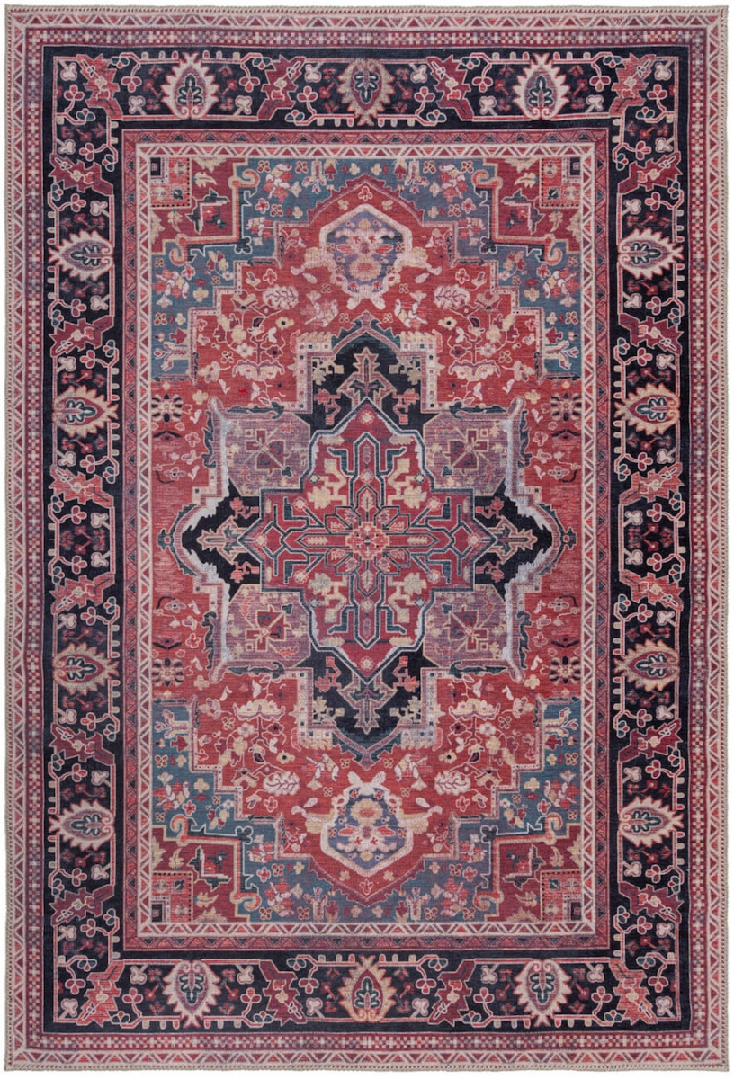 Machine washable Rug MonTapis Windsor Vintage red